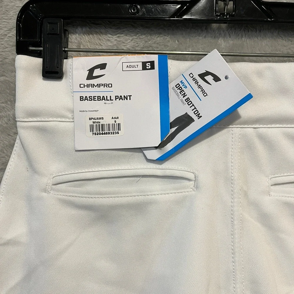 Champro Baseball Pant Mens S White MVP Open Bottom New